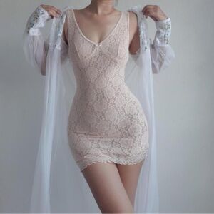 vintage lace shapewear mini dress